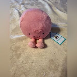 Jellycat Pink Plush Round Rattle with Embroidered Motif